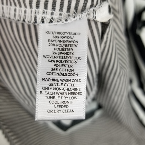 Loft Black & White Striped Mock Neck Top - Picture 5 of 7